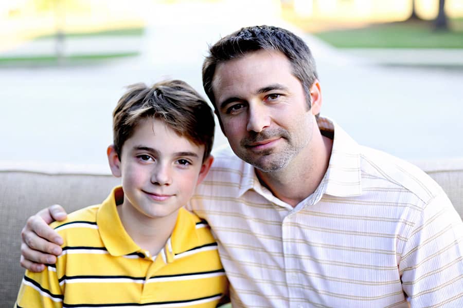 Dad and son outdoors